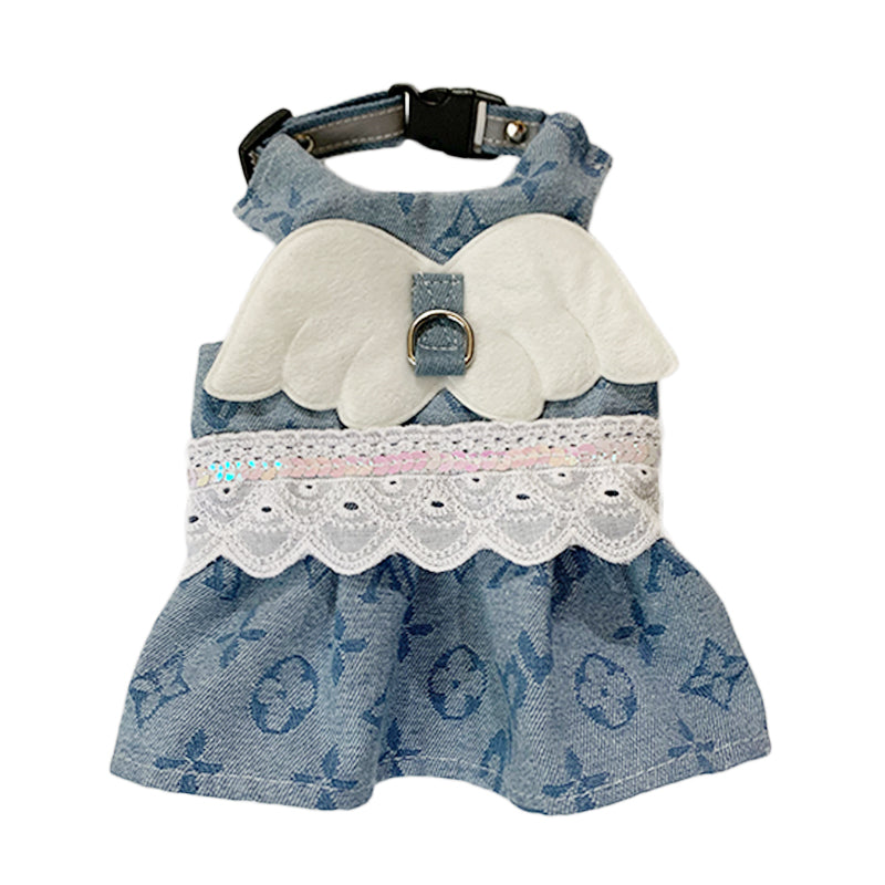 LV Dog Harness Angel Dress