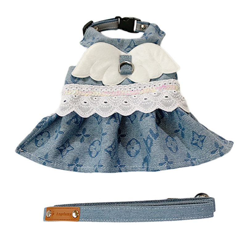 LV Dog Harness Angel Dress