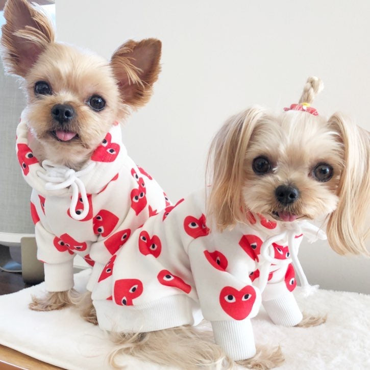 CDG Dog Hoodie Hearts