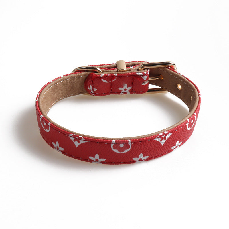 LV Dog Leather Collar & Leash Set