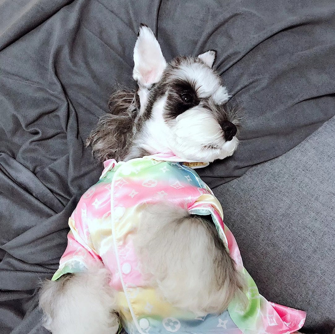 LV Dog Pajama Rainbow