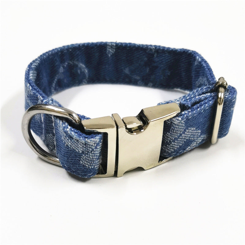 LV Dog Denim Collar & Leash Set